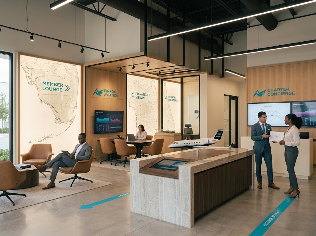 Interior retail or showroom environment, post-install